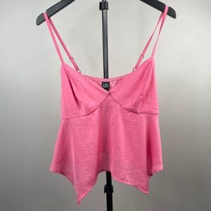 Wild Fable Pink Satin Handkerchief Hem Cami Top Womens Medium Adjustable Straps